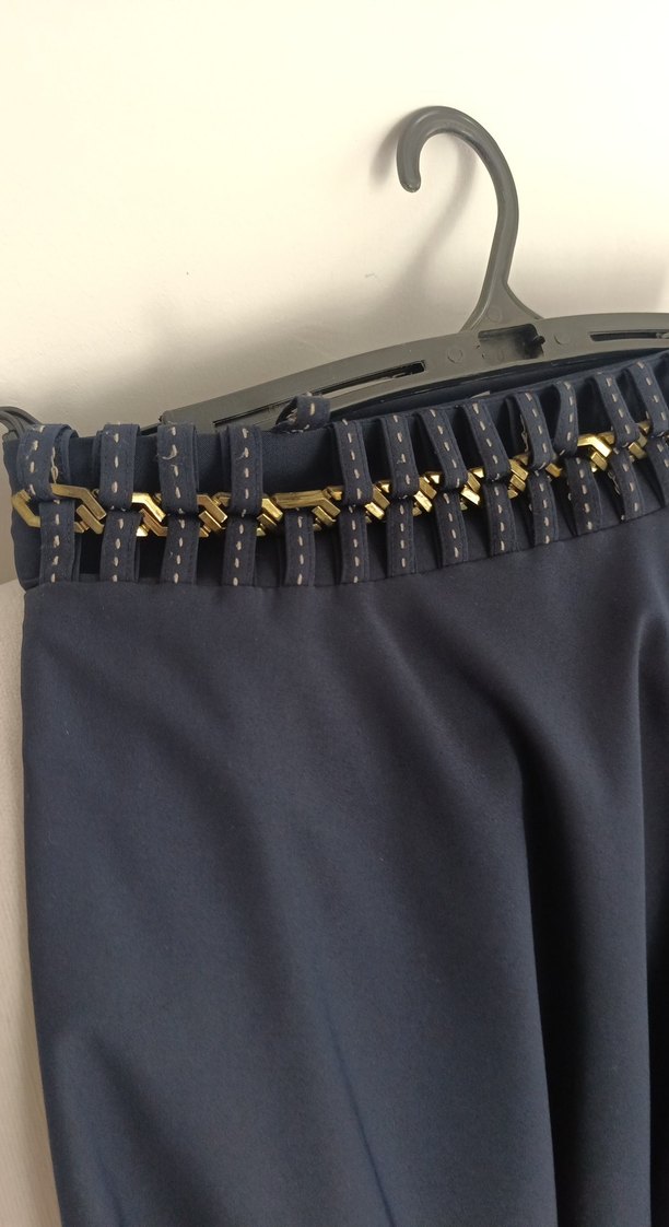 Mavi İşlemeli Pilili Hamile Eteği - Görsel 4