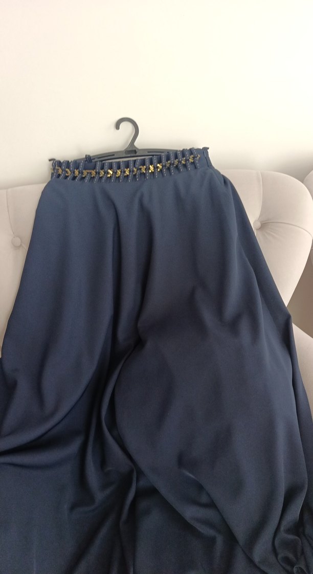 Mavi İşlemeli Pilili Hamile Eteği - Görsel 3