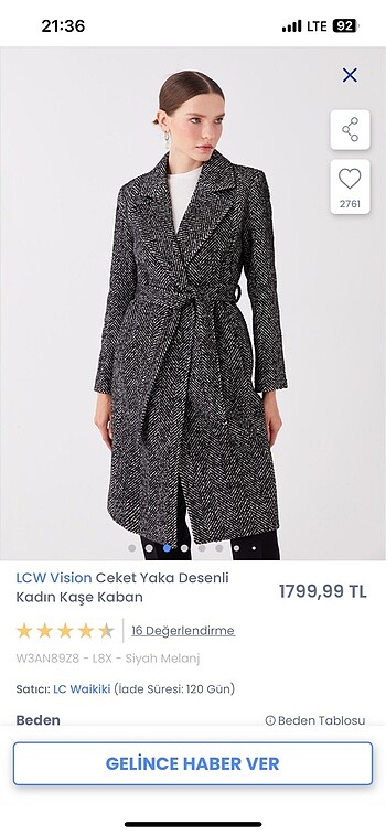 s Beden siyah Renk KIŞLIK KABAN LC WAİKİKİ