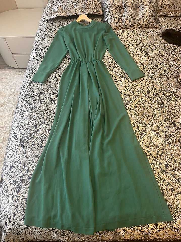 Uzun Kollu Yeşil Bohem Uzun tulum - Görsel 2