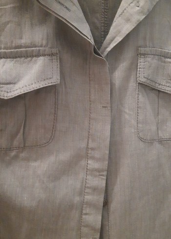 Gri Düğmeli Uzun Kollu Kadın Gömlek - Görsel 3