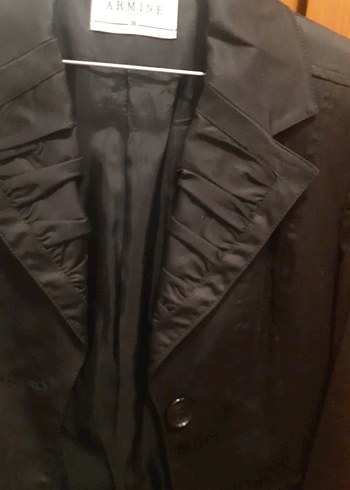 Siyah Kadın Blazer Ceket, Düğmeli, Midi Boy - Görsel 3