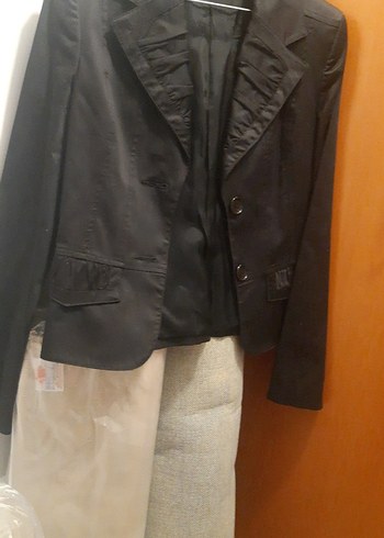 Siyah Kadın Blazer Ceket, Düğmeli, Midi Boy - Görsel 4