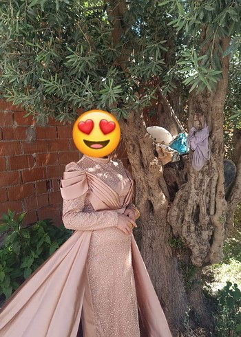 Pembe Uzun Kol Drapeli Bohem Abiye Elbise
