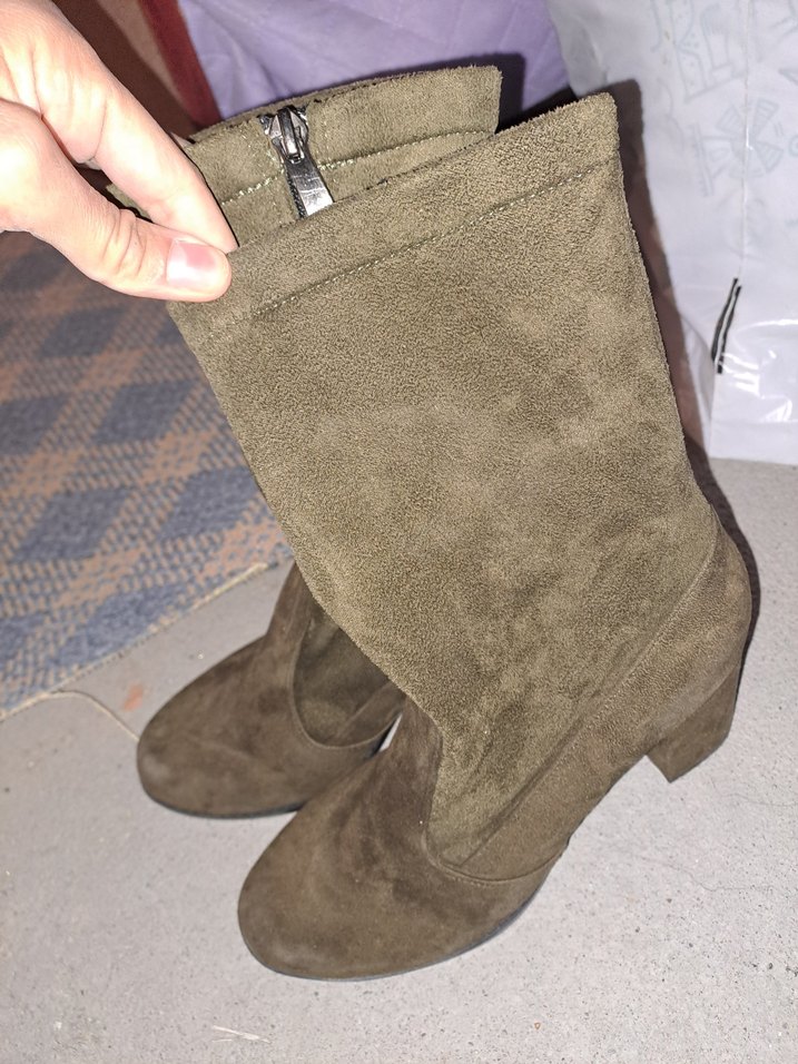 Kahverengi Süet Kadın Biker Bot - Görsel 2