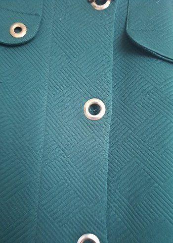 Düğmeli Uzun Yeşil Kadın Kaban - Görsel 3