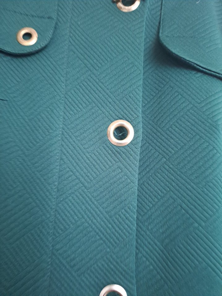 Düğmeli Uzun Yeşil Kadın Kaban - Görsel 3