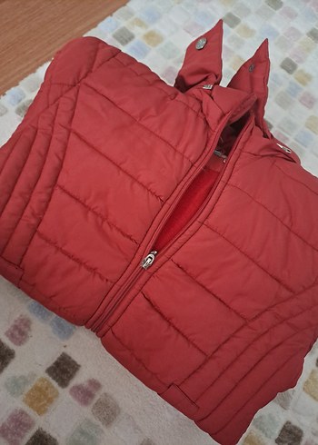 Kırmızı Fermuarlı Kadın Kışlık Mont - Görsel 3