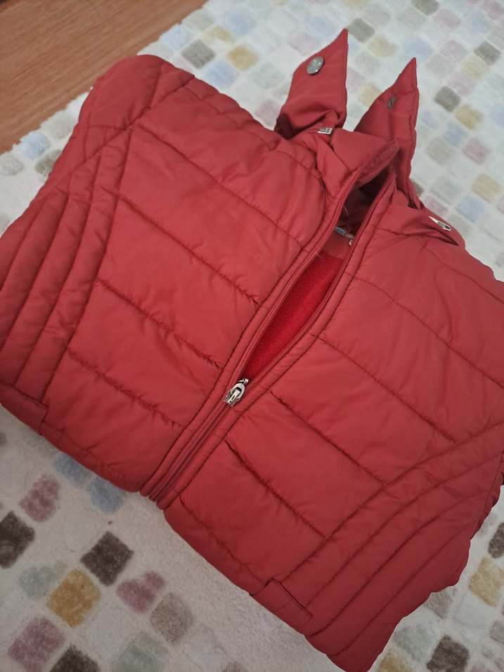 Kırmızı Fermuarlı Kadın Kışlık Mont - Görsel 3