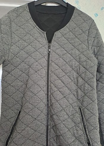 Gri Uzun Fermuarlı Kadın Kışlık Ceket - Görsel 2