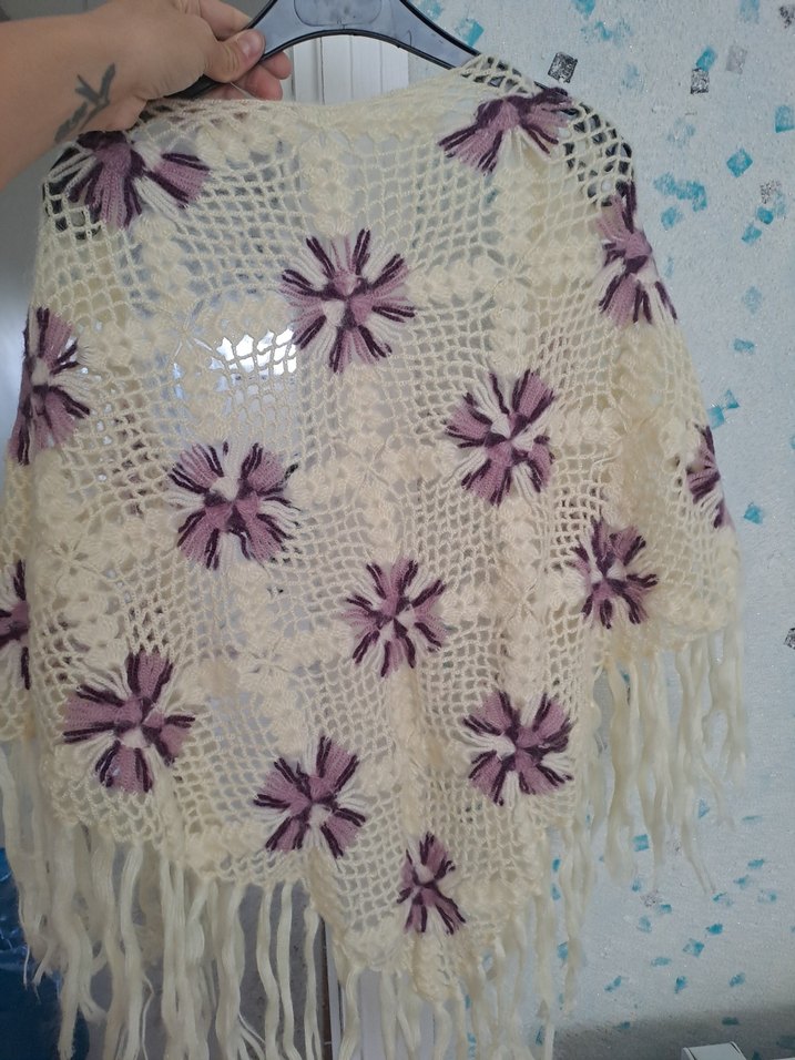 Dantel Detaylı Bohem Kadın Triko Şal - Görsel 2