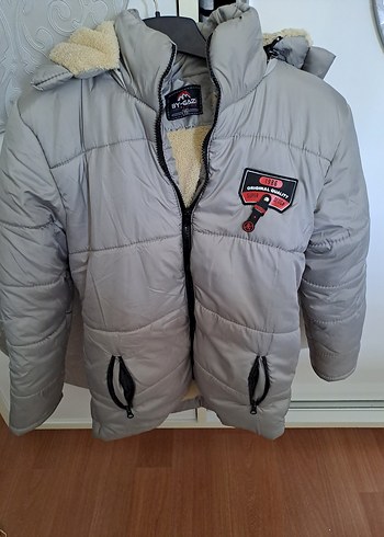 Gri Erkek Çocuk Fermuarlı Mont