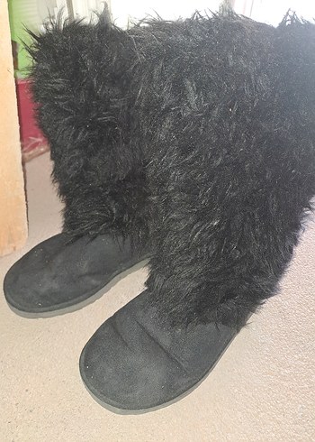 Kürklü Gri Kadın Dolgu Topuk Bot - Görsel 2