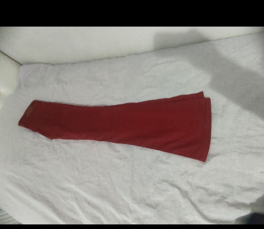 Kırmızı Kadın İspanyol paça pantolon - Görsel 2