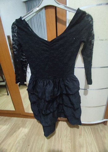 Siyah Mini dantelli gotik vintage elbise - Görsel 2