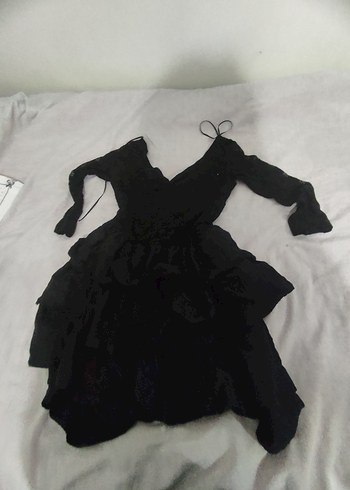 Siyah Mini dantelli gotik vintage elbise - Görsel 3