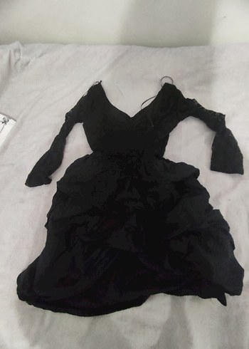 Siyah Mini dantelli gotik vintage elbise - Görsel 4