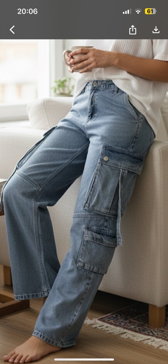 Kadın kargo  kot pantolon - Görsel 2