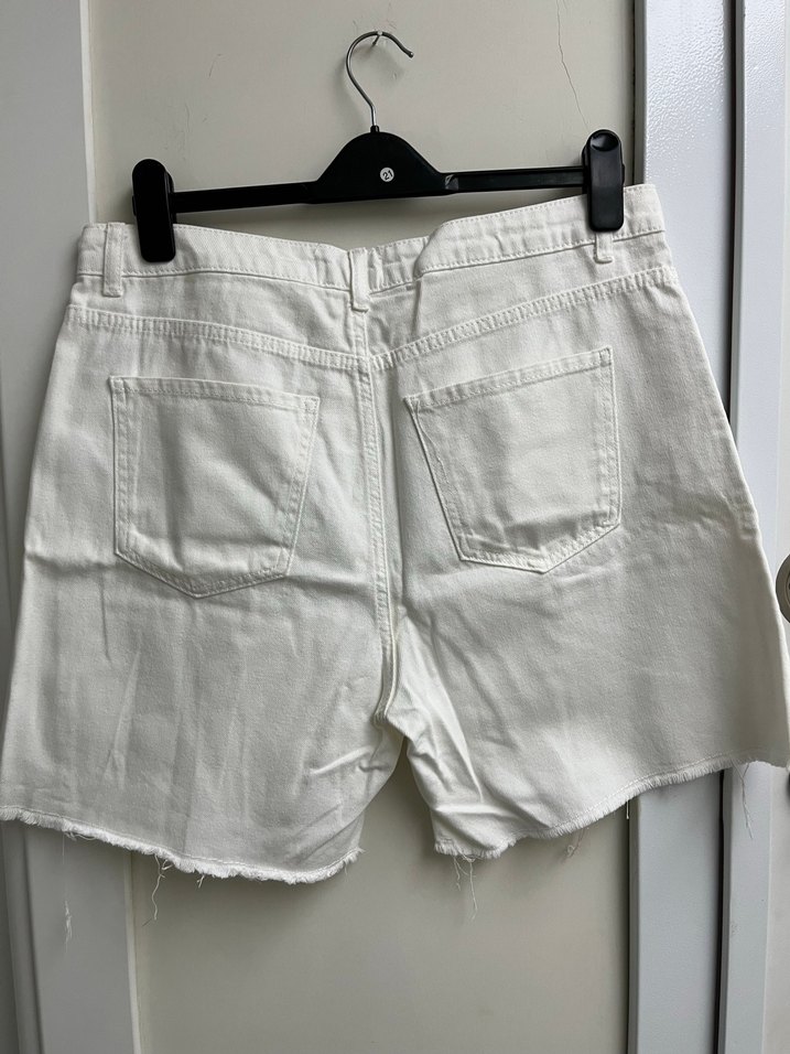 Kadın Beyaz kot şort - Görsel 5