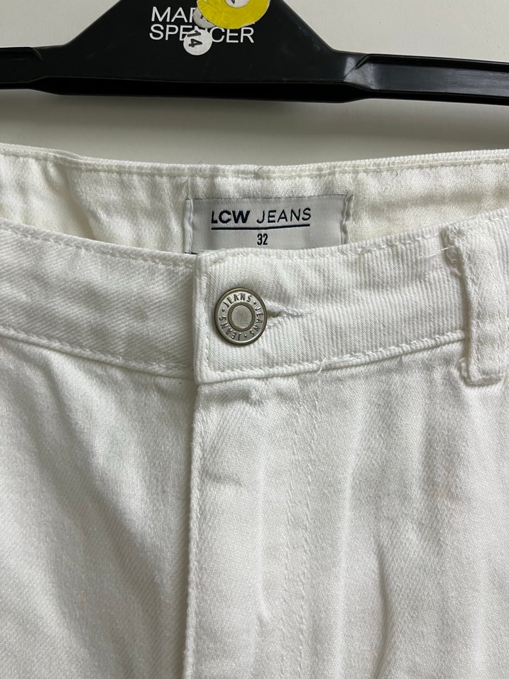 Kadın Beyaz kot şort - Görsel 4