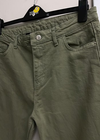 Kadın haki kot pantolon - Görsel 2