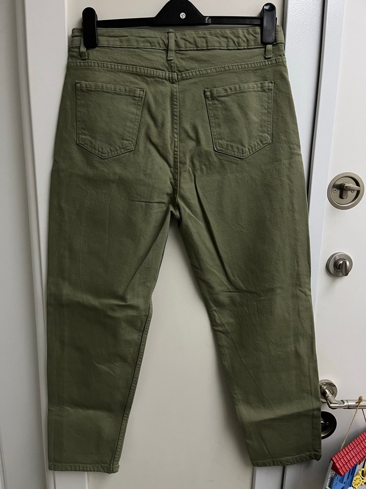 Kadın haki kot pantolon - Görsel 3