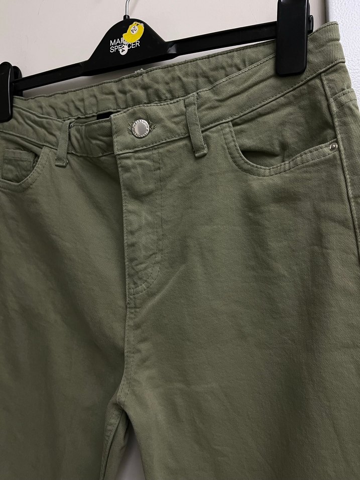 Kadın haki kot pantolon - Görsel 2