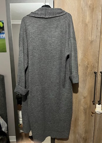 Kadın gri triko Uzun Hırka - Görsel 5