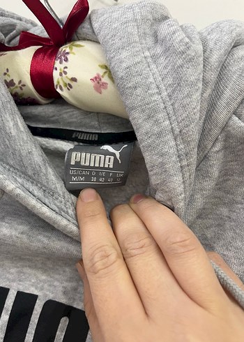m Beden gri Renk Puma Gri Kapüşonlu Sweatshirt unisex