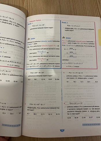 AYT ve TYT Matematik polinom Soru Bankaları