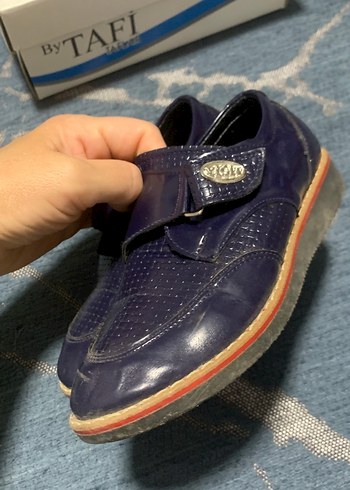 Koyu Mavi Yılan Derisi Desenli Erkek Çocuk Ayakkabısı - Görsel 3