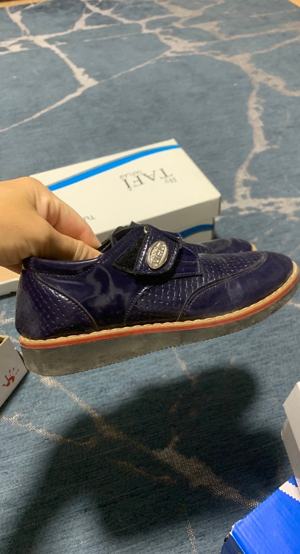 Koyu Mavi Yılan Derisi Desenli Erkek Çocuk Ayakkabısı - Görsel 2