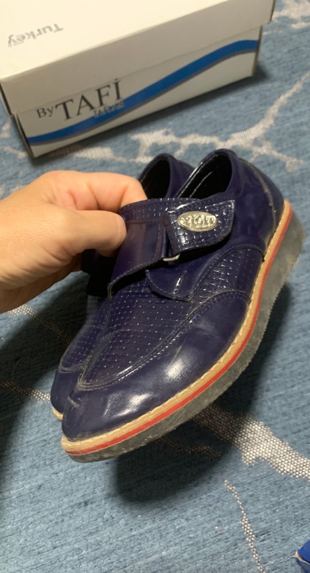 Koyu Mavi Yılan Derisi Desenli Erkek Çocuk Ayakkabısı - Görsel 3