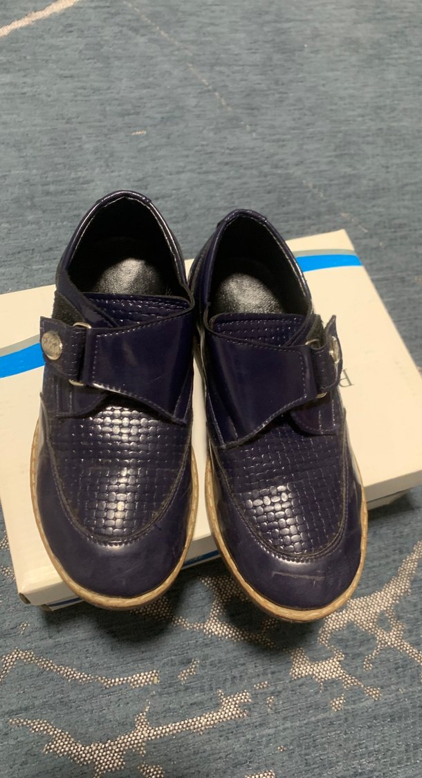 Koyu Mavi Yılan Derisi Desenli Erkek Çocuk Ayakkabısı - Görsel 4