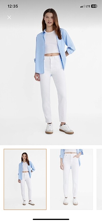 Bershka beyaz mom jean
