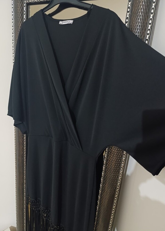 Siyah eteği püsküllü abiye  - Görsel 5