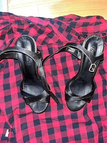 siyah topuklu platform ayakkabı - Görsel 6