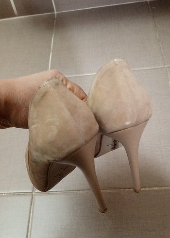 Bej Süet Stiletto Kadın Ayakkabı - Görsel 2