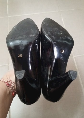 Siyah Rugan Stiletto Topuklu Kadın Ayakkabı - Görsel 4