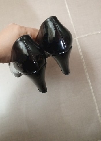 Siyah Rugan Stiletto Topuklu Kadın Ayakkabı - Görsel 5