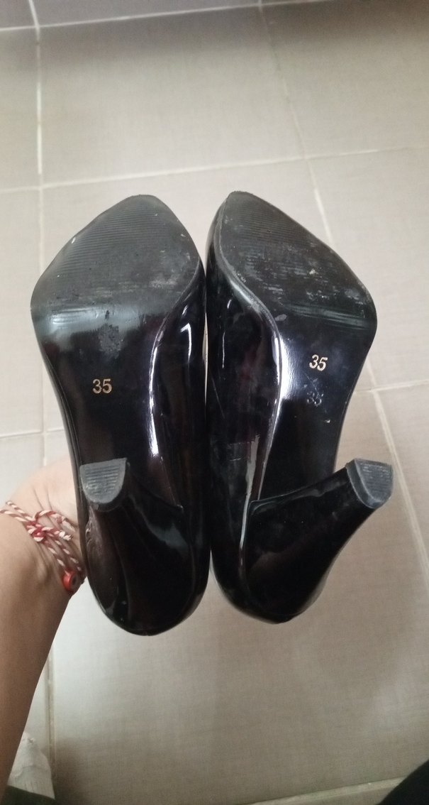 Siyah Rugan Stiletto Topuklu Kadın Ayakkabı - Görsel 4