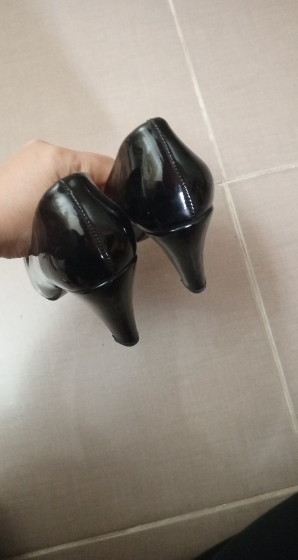 Siyah Rugan Stiletto Topuklu Kadın Ayakkabı - Görsel 5