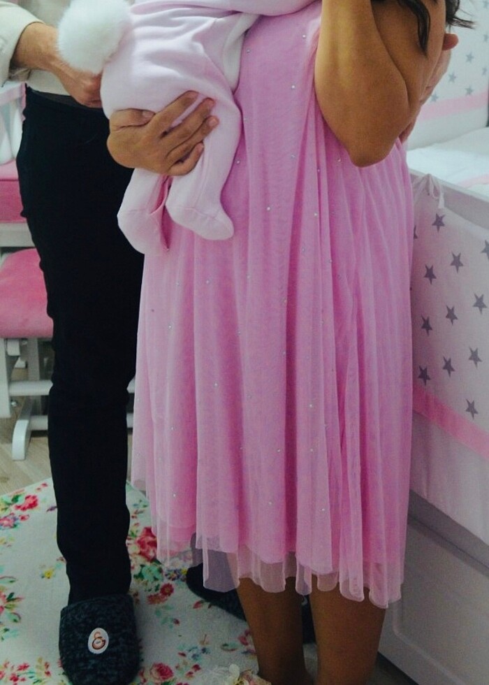 Hamile pembe sindrella elbise - Görsel 2