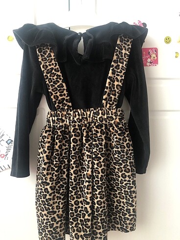 3 yaş kadife leoparlı elbise - Görsel 4