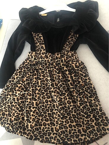 3 yaş kadife leoparlı elbise - Görsel 5