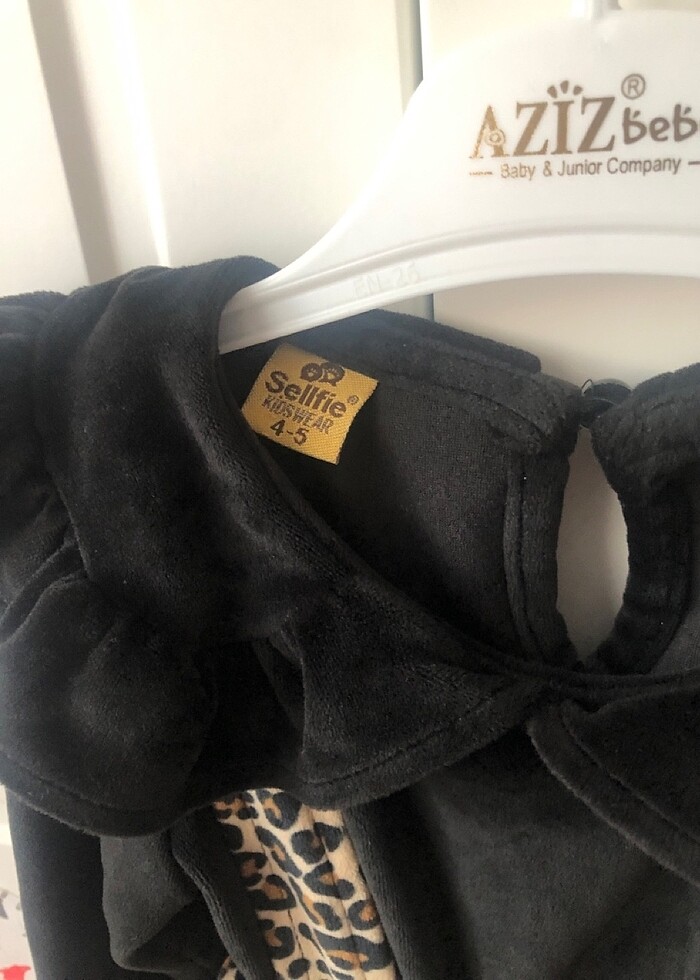 3 yaş kadife leoparlı elbise - Görsel 2