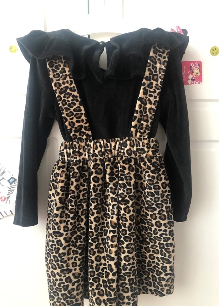 3 yaş kadife leoparlı elbise - Görsel 4