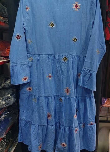 s Beden mavi Renk Kadın Katlı Elbise 