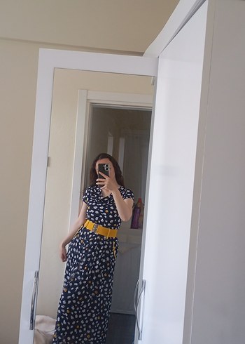 36 Beden Bohem Leopar Desenli Midi Elbise