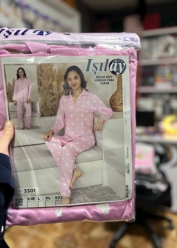 Işılay Pembe Uzun Kollu kalpli Pijama Takımı - Görsel 2